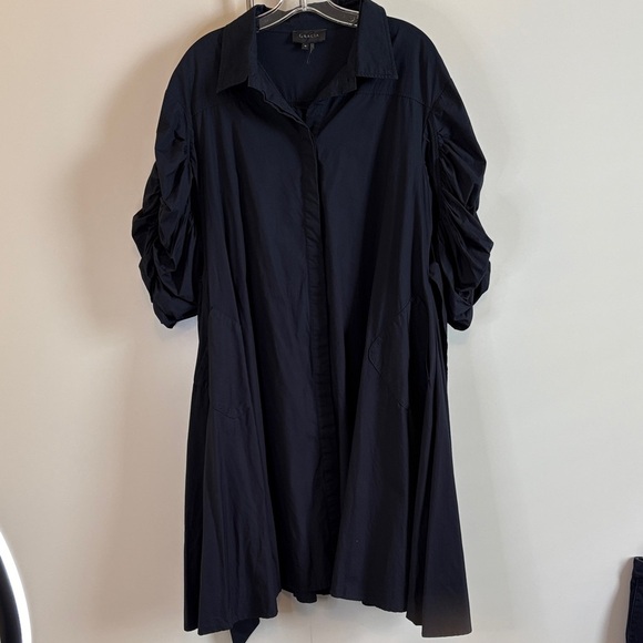 Gracia Navy Long Sleeve Midi Dress with Belt - Picture 10 of 13